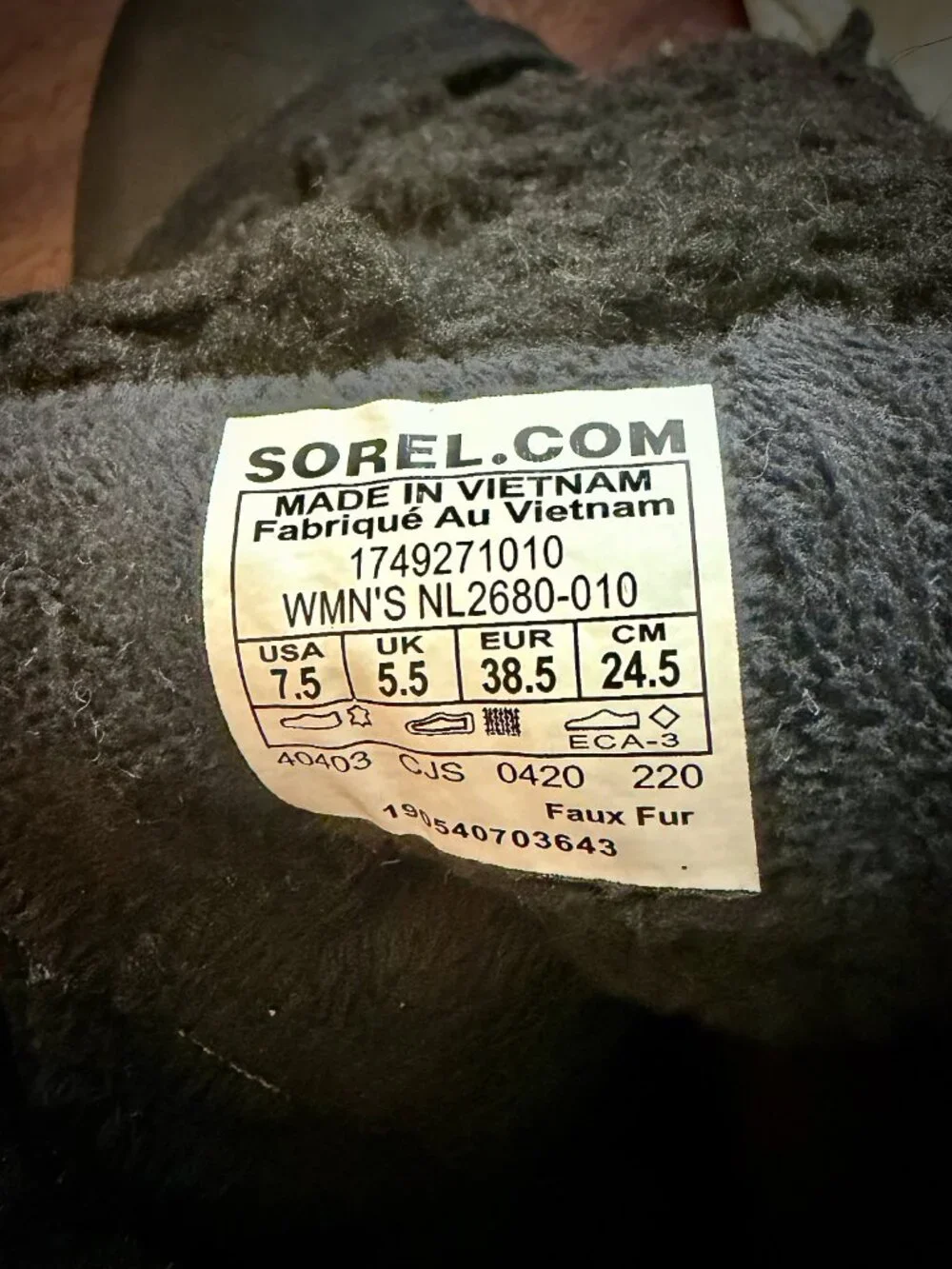 Sorel size used